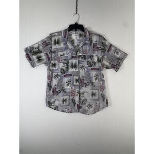 Tapestry Shirt Mens Large Multicolor Zebra Short Sleeve Hawaiian Button Up